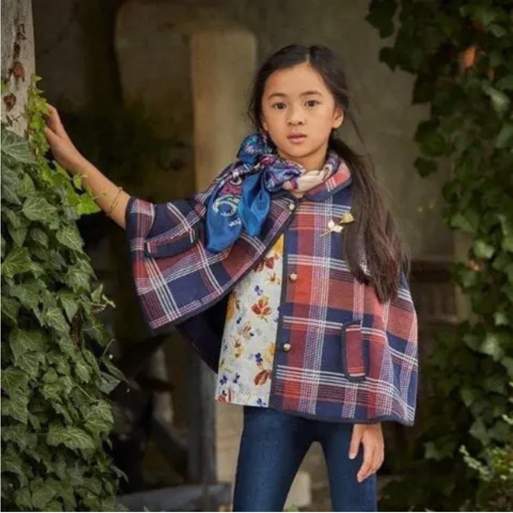 Janie and Jack Plaid Kids Cape Jacket
